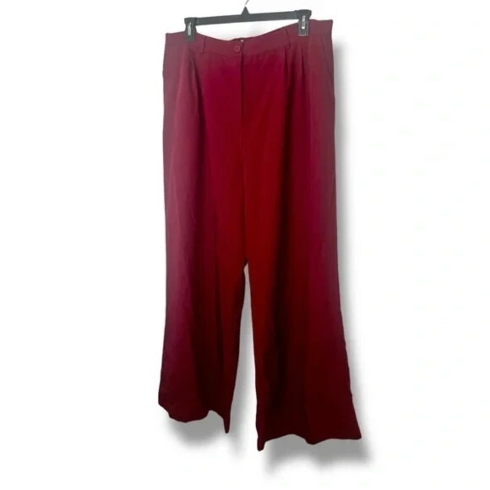Rebdolls Office Babe Wide Leg Trousers Burgundy Size 2X New